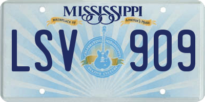 MS license plate LSV909