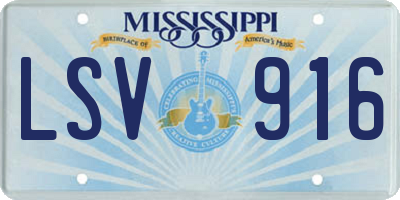 MS license plate LSV916