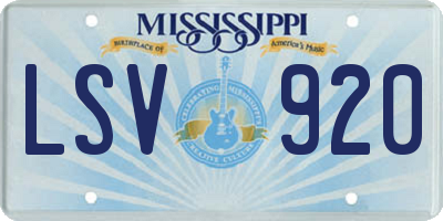 MS license plate LSV920