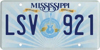 MS license plate LSV921