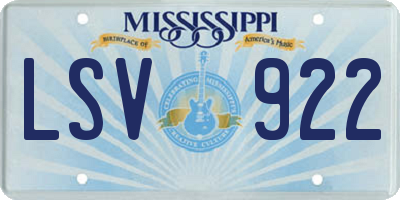 MS license plate LSV922