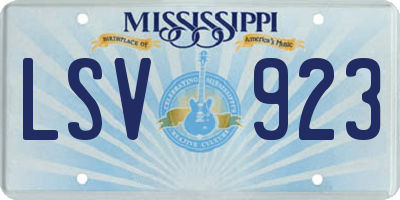 MS license plate LSV923