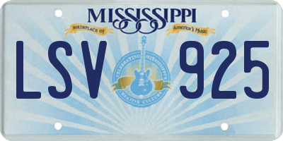 MS license plate LSV925