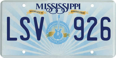 MS license plate LSV926