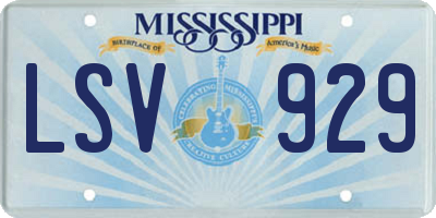MS license plate LSV929