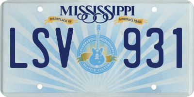 MS license plate LSV931