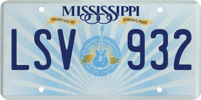 MS license plate LSV932