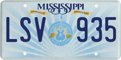 MS license plate LSV935