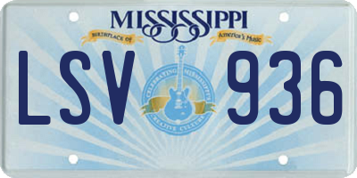 MS license plate LSV936