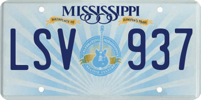 MS license plate LSV937