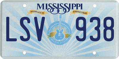 MS license plate LSV938