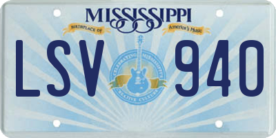 MS license plate LSV940