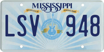 MS license plate LSV948