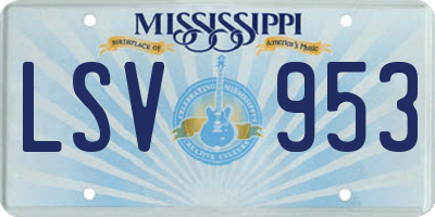 MS license plate LSV953