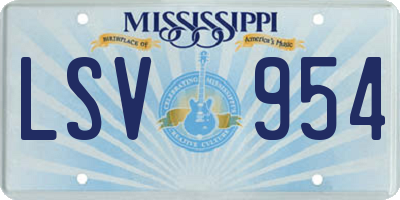 MS license plate LSV954