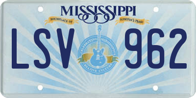 MS license plate LSV962