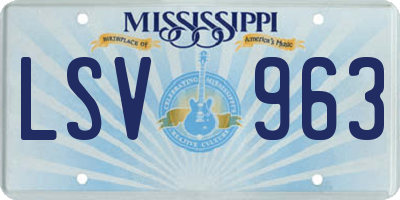 MS license plate LSV963