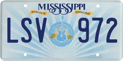 MS license plate LSV972