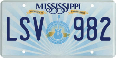 MS license plate LSV982