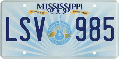 MS license plate LSV985