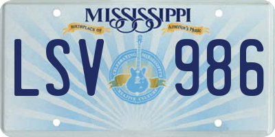 MS license plate LSV986
