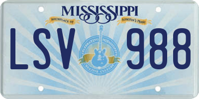 MS license plate LSV988