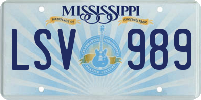 MS license plate LSV989