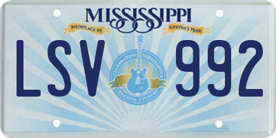 MS license plate LSV992