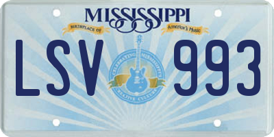 MS license plate LSV993