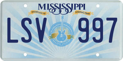 MS license plate LSV997