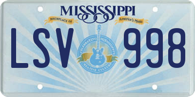 MS license plate LSV998
