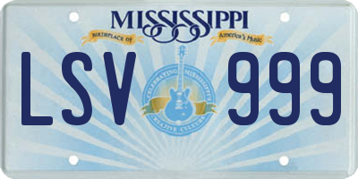 MS license plate LSV999