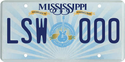 MS license plate LSW000