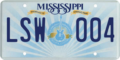 MS license plate LSW004
