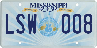MS license plate LSW008