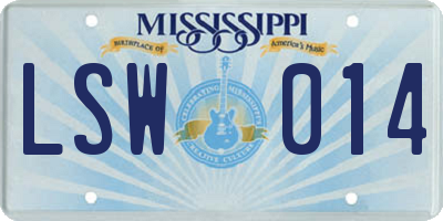 MS license plate LSW014