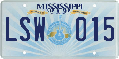 MS license plate LSW015