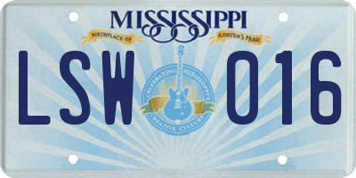 MS license plate LSW016
