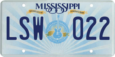 MS license plate LSW022