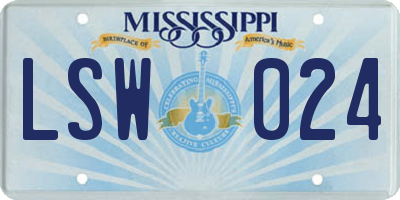 MS license plate LSW024