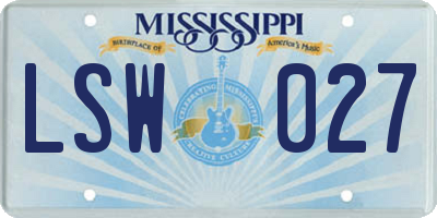 MS license plate LSW027