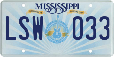 MS license plate LSW033