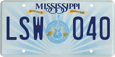 MS license plate LSW040
