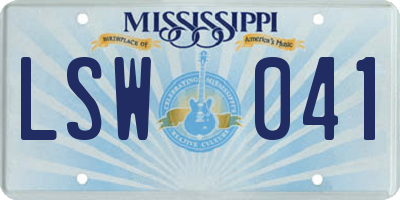 MS license plate LSW041