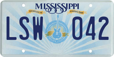 MS license plate LSW042