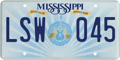 MS license plate LSW045