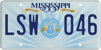MS license plate LSW046