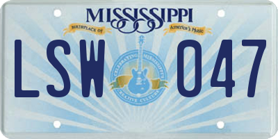 MS license plate LSW047