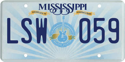 MS license plate LSW059