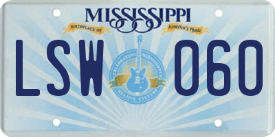 MS license plate LSW060